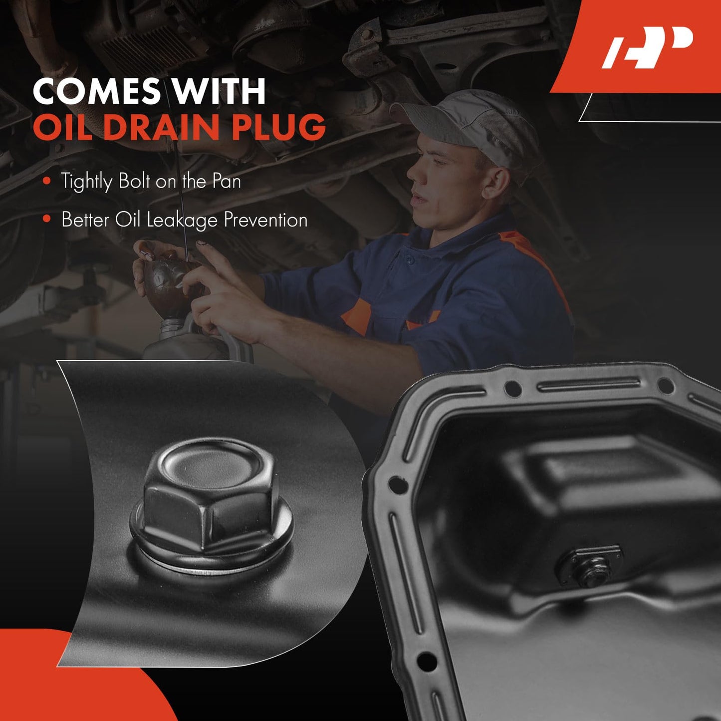 A-Premium Transmission Oil Pan with Drain Plug Compatible with Hyundai Accent 2000-2010, Dodge Attitude 2006-2008, Verna 2004-2005, Kia Rio 2006-2011, Rio5 2006-2011, 1.4L 1.6L