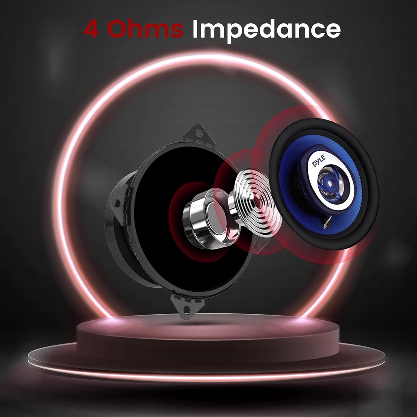 6.5" Three-Way Sound Speaker System - 180 W RMS/360W Power Handling W/ 4 Ohm Impedance and 3/4'' Piezo Tweeter For Car Component Stereo, Round Shaped Pro Full Range Triaxial Loud Audio