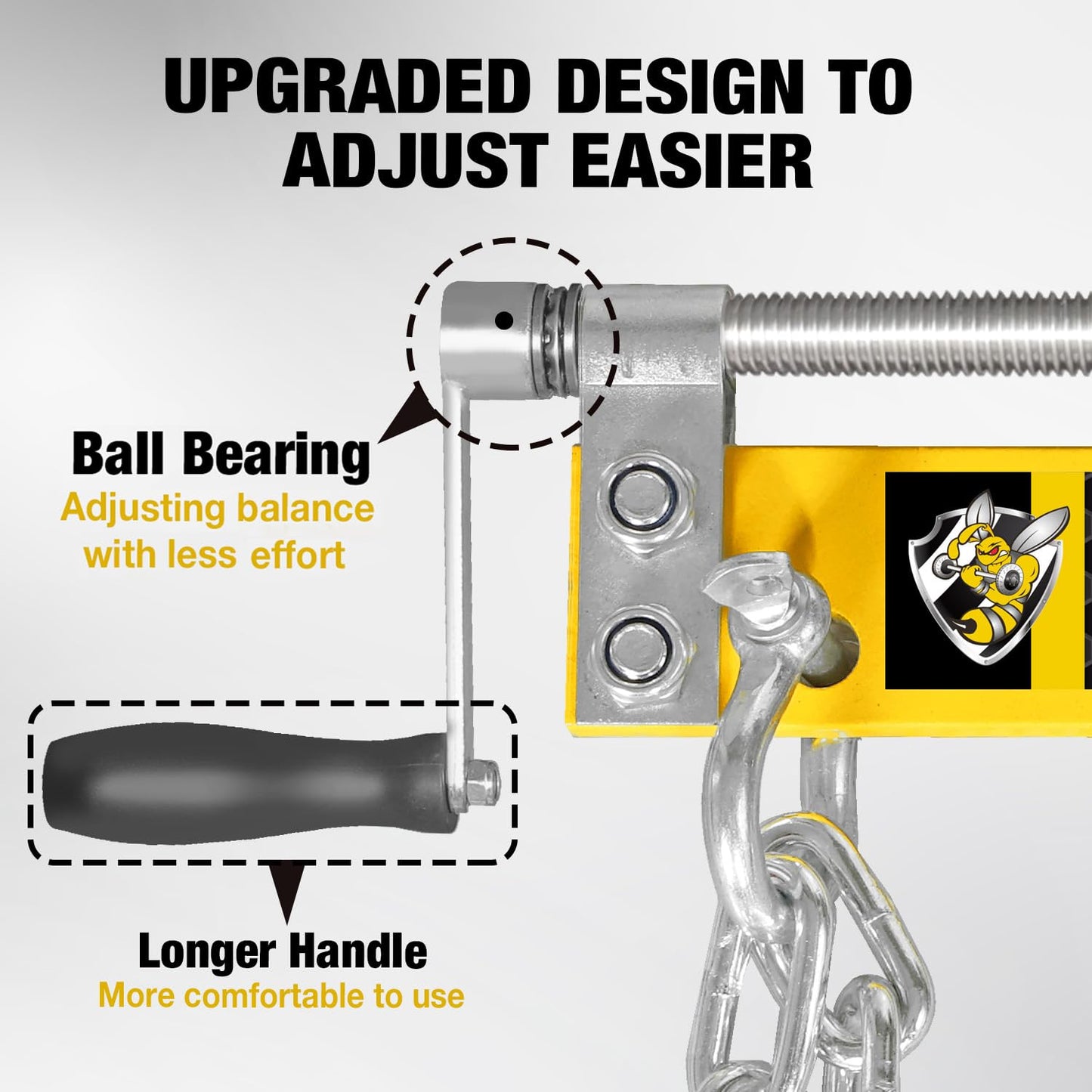 YELLOW JACKET Engine Leveler 1500lbs Steel Engine Hoist Shop Crane with Ball Bearing, Adjustable Handle