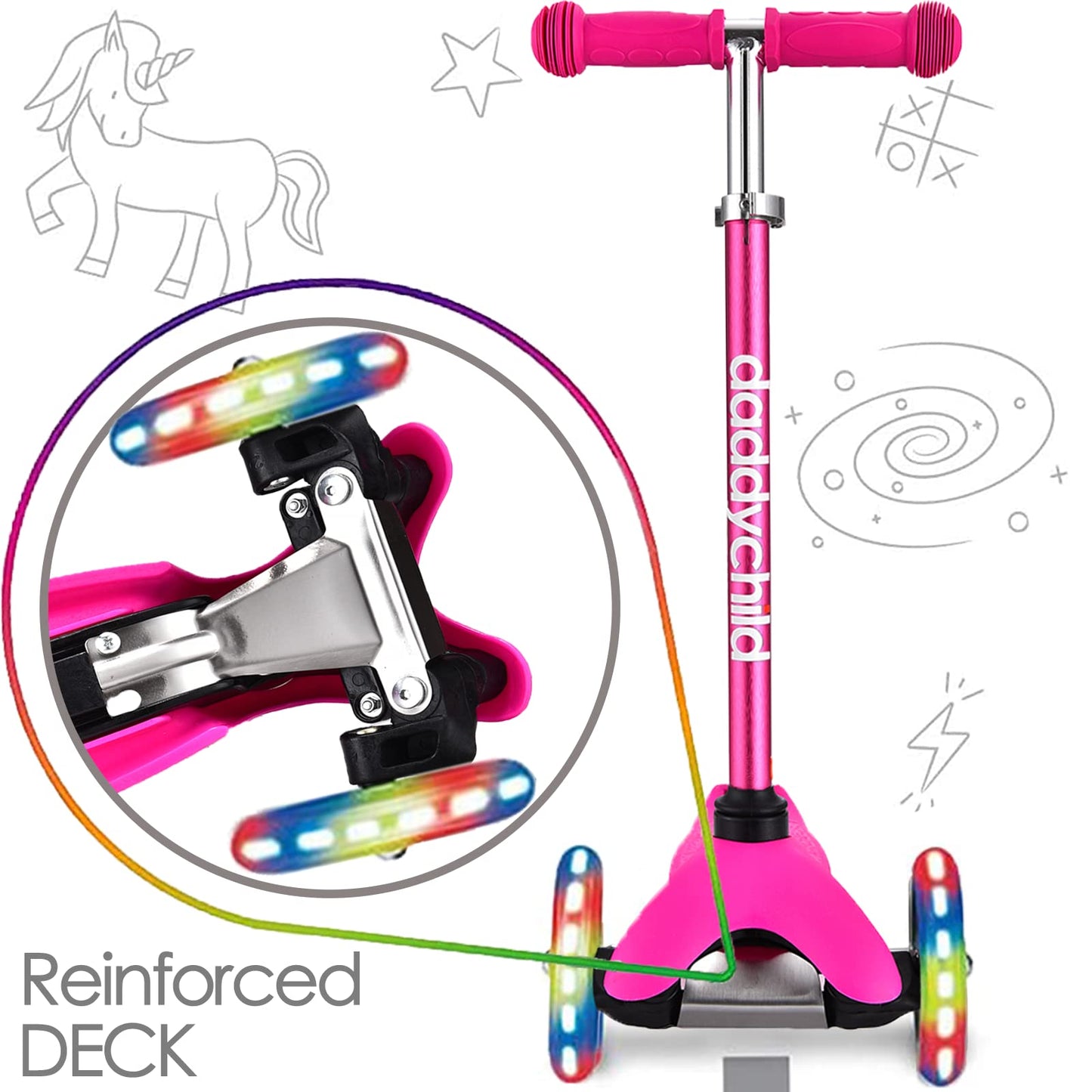 3 Wheel Scooters for Kids, Kick Scooter for Toddlers 3-8 Years Old, Boys and Girls Scooter with Light Up Wheels, Mini Scooter for Children (Pink)