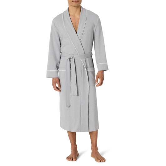 Amazon Essentials Men's Waffle Shawl Robe, -Light Grey, M/L