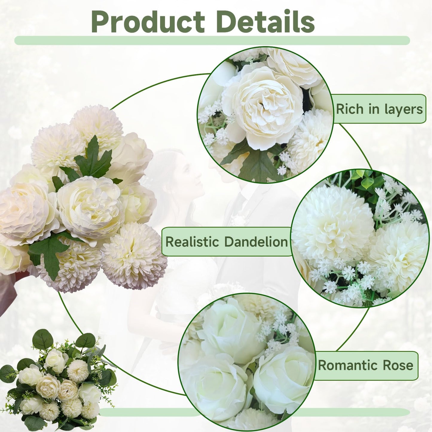 150 Pcs 10 Kinds Artificial Greenery Stems Bulk with Flowers Fake Eucalyptus Leaves Stems Bundle Faux Greenery Plant Branches for Floral Wedding Arrangement Home Decor Vase Bouquets