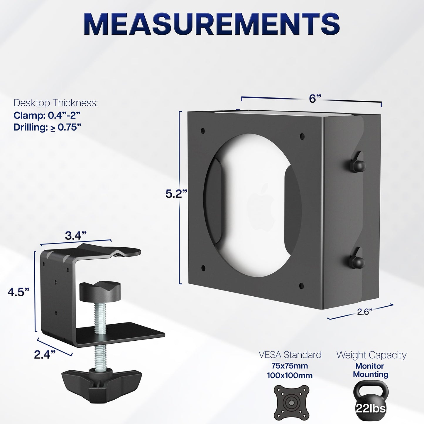 VIVO Behind Monitor VESA Mount Designed for Mac mini M4 and M4 Pro Model, (2024), Desk Clamp Option, Black, MOUNT-MINI24