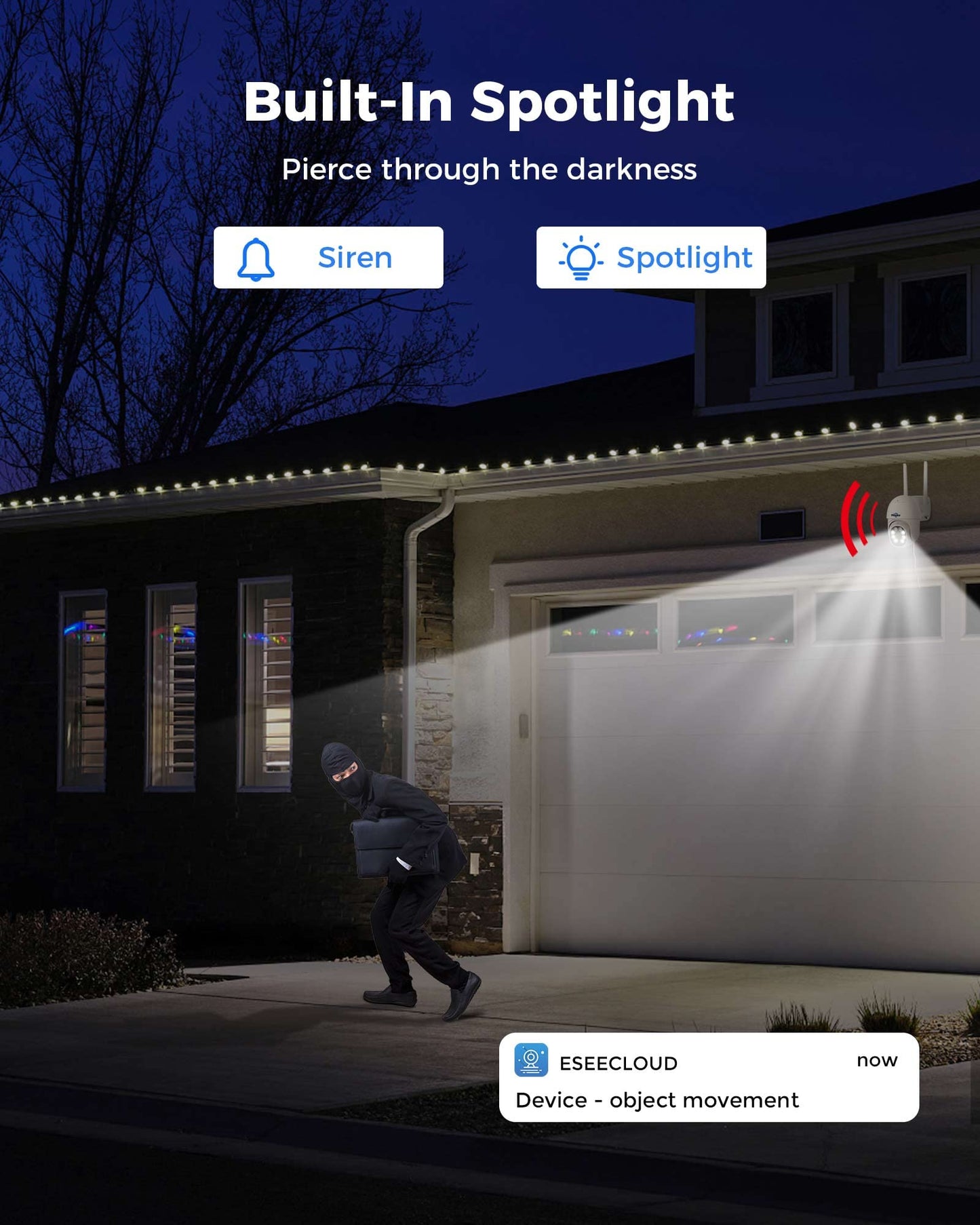 2K Wireless Security Camera Outdoor Pan Tilt Digital Zoom Camera With Floodlight,Motion Tracking,3MP 2.4G WiFi Camera,Light Alarm,Color Night Vision,PC&Mobile Remote View,Two-Way Audio Security Camera