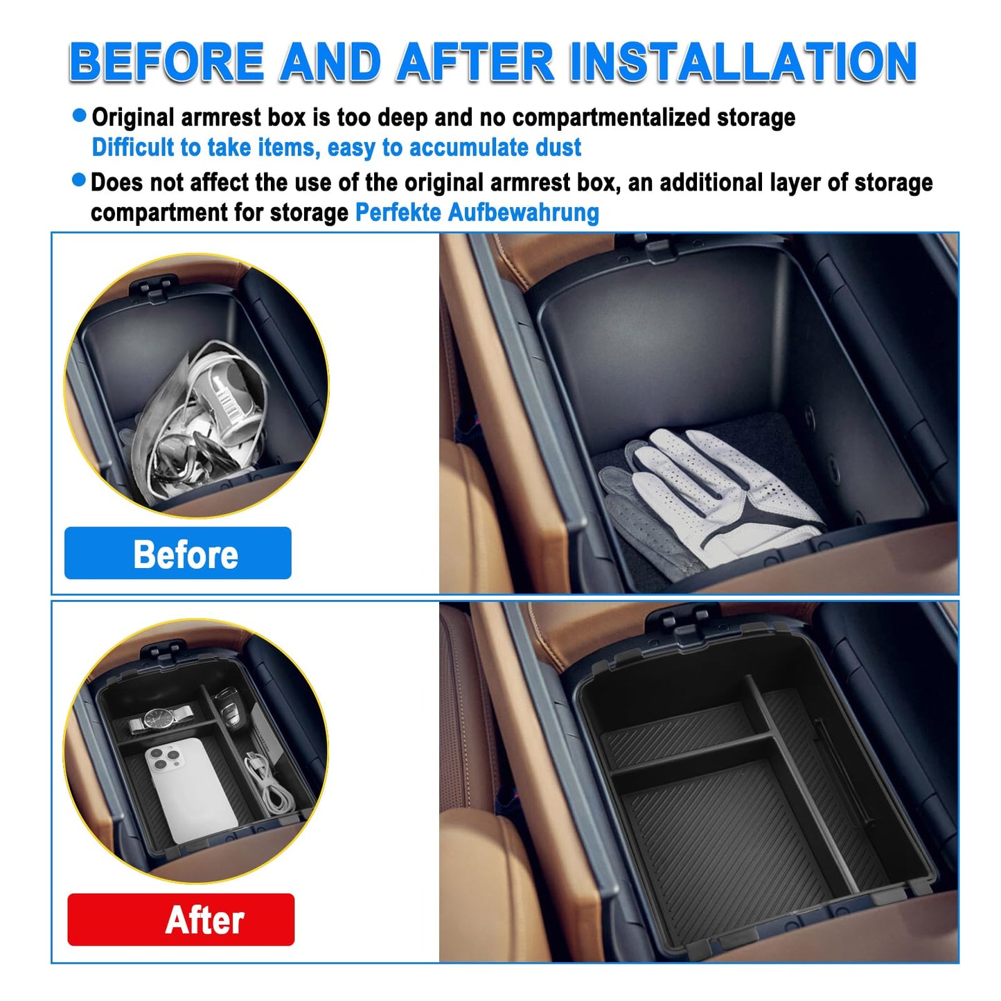 SHAOHAO 3 Pcs for 2026 Hyundai Palisade Center Console Organizer & Lower Organizer for 2026 Hyundai Palisade Calligraphy Accessories Console Tray Pliasade Hybrid Armrest Storage Box (Only for 7-Seat)