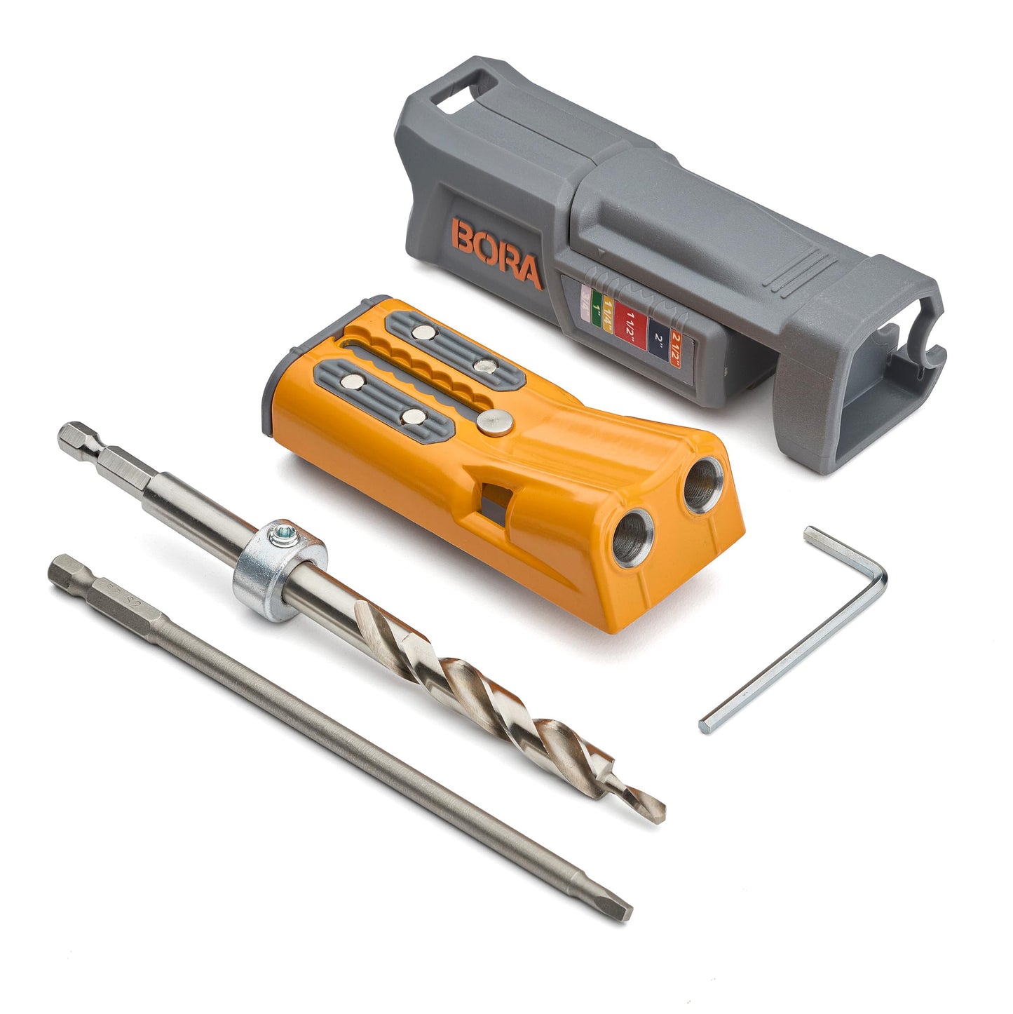 Bora Tools Mini Jig Pro Pocket Hole Jig with Onboard Storage – Self-Calibrating Design & Non-Slip Pads for Surface Protection