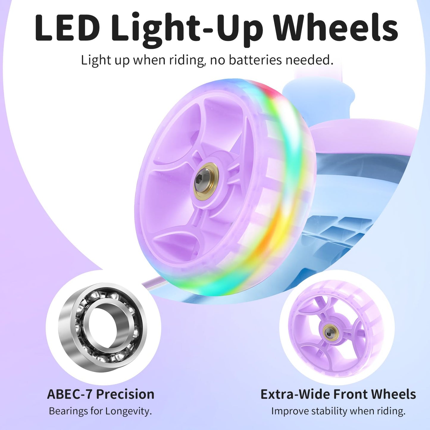 BELEEV A9 Scooter for Kids with Light-Up Deck & Wheels, 3 Wheel Folding Scooter for Toddlers Girls Boys Ages 3-12, 4 Adjustable Height, Extra Wide Deck, Lightweight Kick Scooter for Children