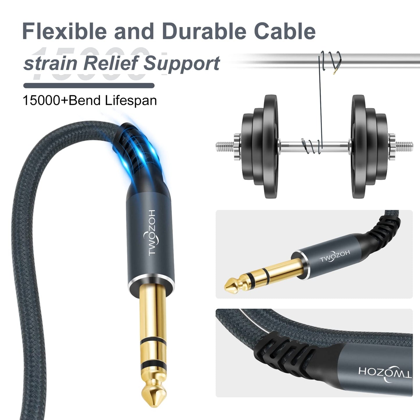 Twozoh XLR Female to 1/4 TRS Cable 10M. Braided 6.35mm Stereo Jack Balanced to 3pin XLR Microphone Cable (Professional/HiFi)