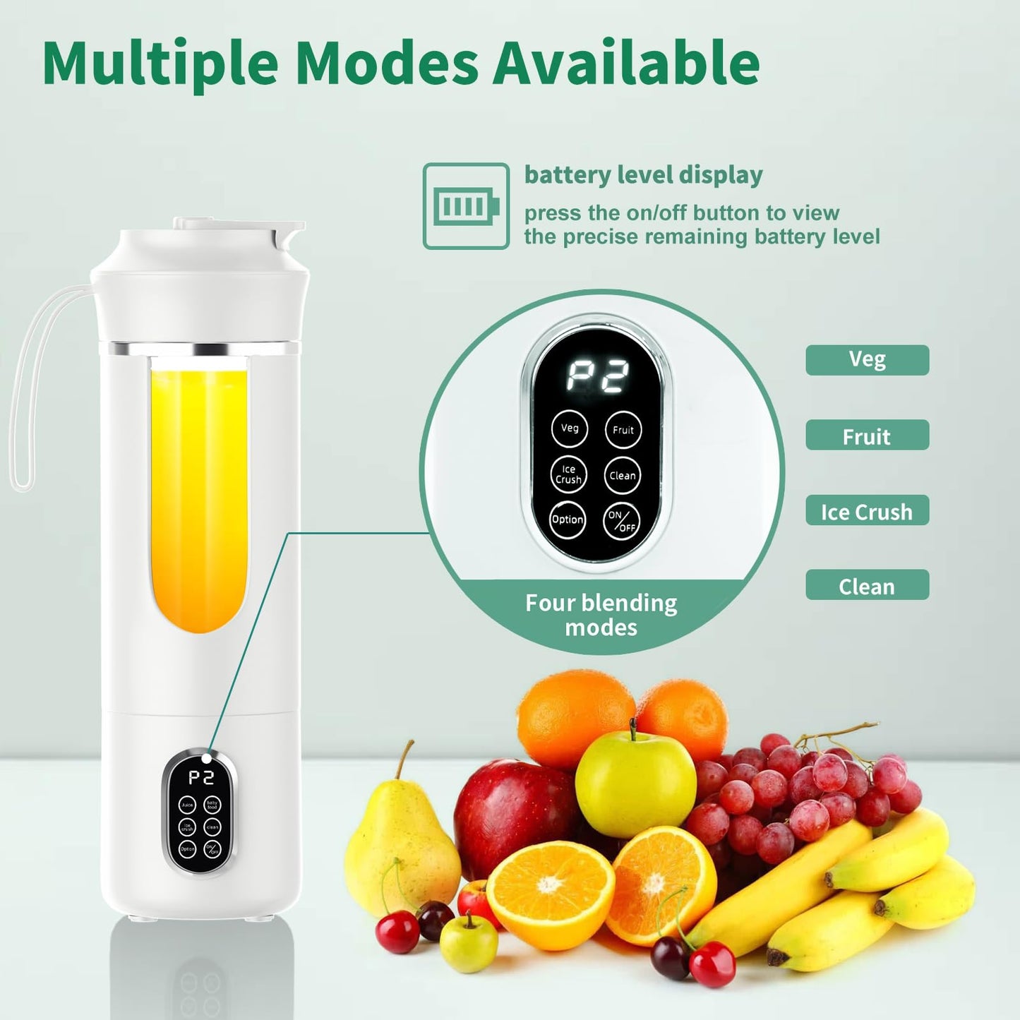 Portable Cordless Blender,Small Rechargeable Juicer,Mini Personal Blender for Smoothies and Shakes,With Automatic Cleaning Function,On The Go and Easy To Use