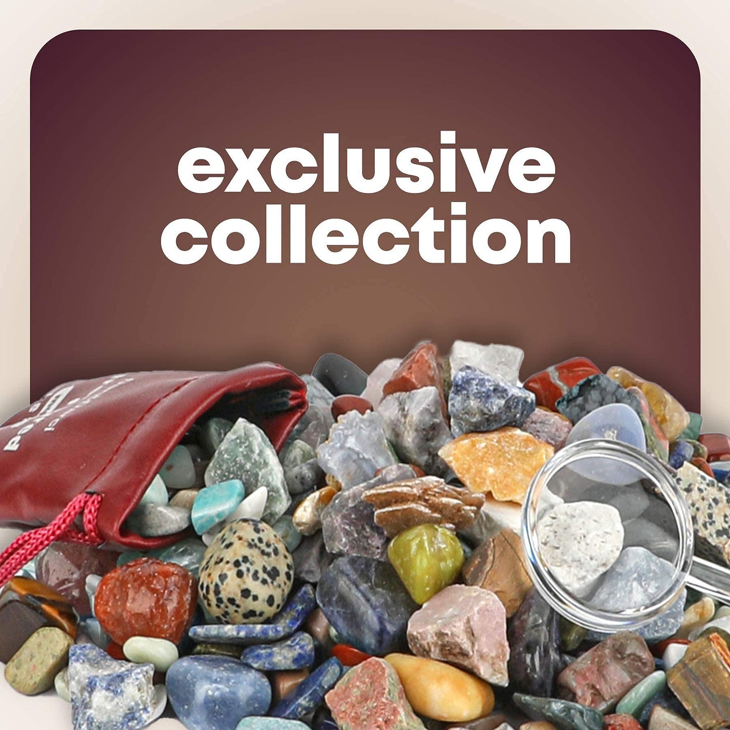 Rock, Fossil & Mineral Collection & Activity Kit. Includes 250+ Real Gemstones, Crystals Specimens & Jumbo Learning Mat - Bulk Rough Rocks, Polished Gem Stones, Genuine Fossils - Science Gift for Kids