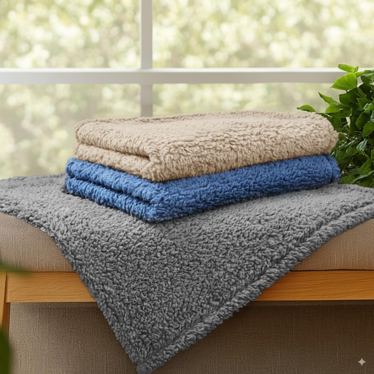 Luciphia 1 Pack 3 Blankets Fluffy Premium Fleece Pet Blanket Soft Sherpa Throw for Dog Puppy Cat Beige Medium(30 * 20")