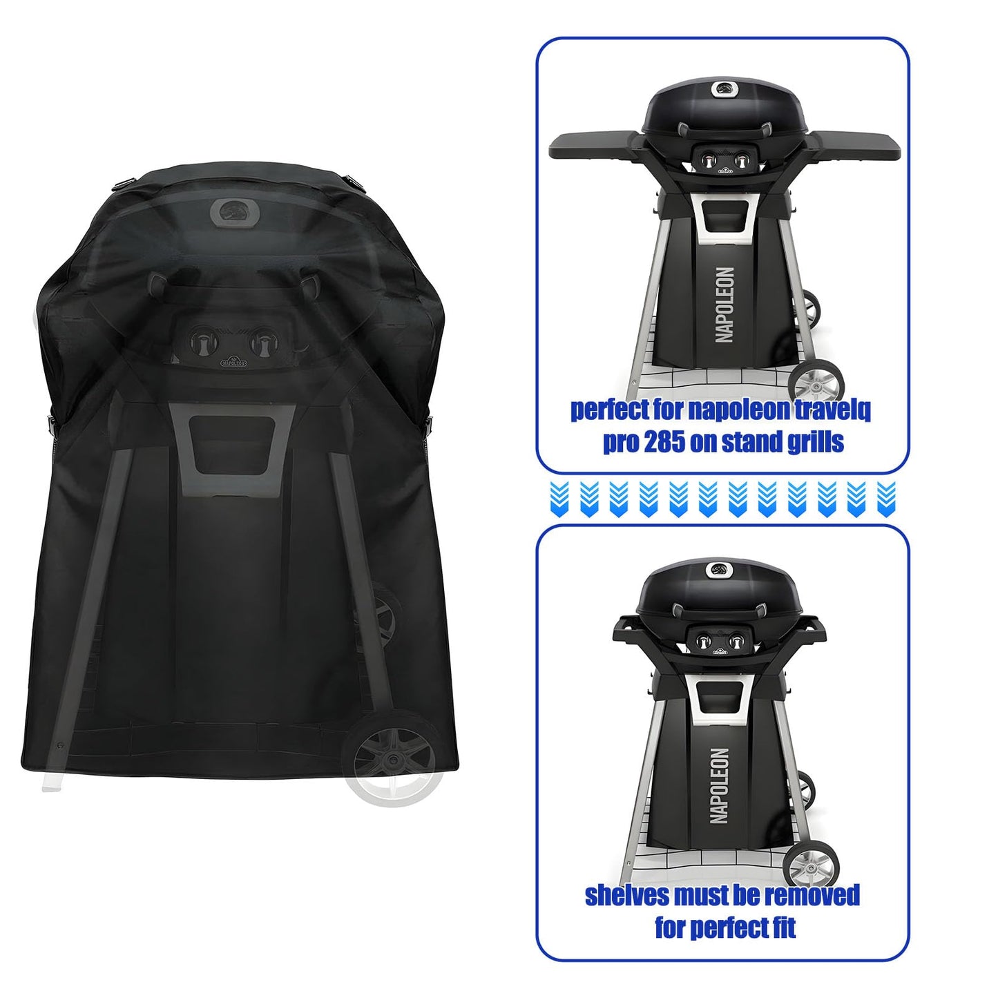 BBQ Grill Cover for Napoleon TravelQ PRO285 on Stand Grill Accessories Heavy Duty and Waterproof