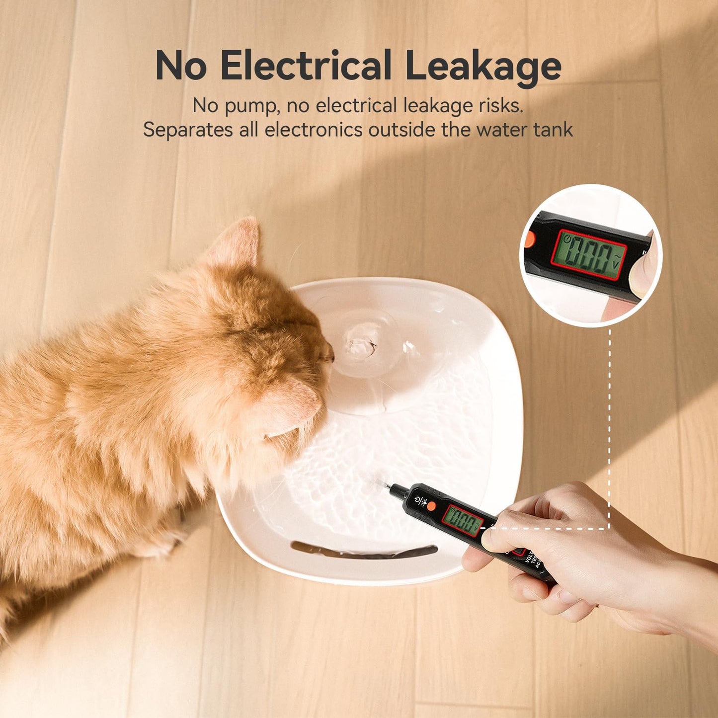 Cheerble Pumpless Cat Water Fountain, 2L/67oz Automatic Pet Fountain, Elfin E1 Lite Cat Fountain for Drinking, MagDrive™ Technology, Continuous Flow Mode, BPA-Free Water Dispenser for Cats Dogs