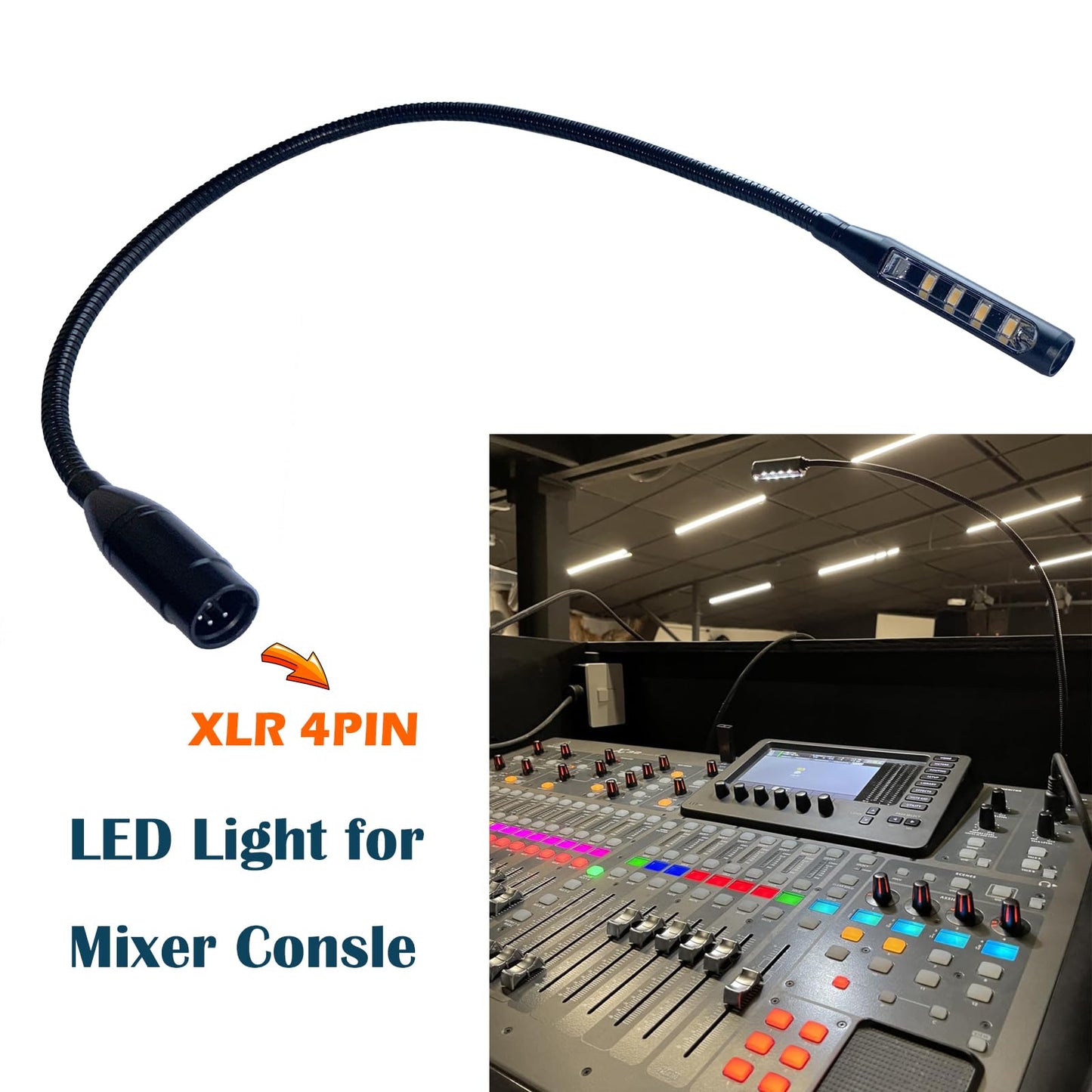 LED Mixer Consle Light with Adjustable Gooseneck XLR 4PIN Straight LEDs Compatible with Midas Yamaha BEHRINGER Allen & Heath Mixer