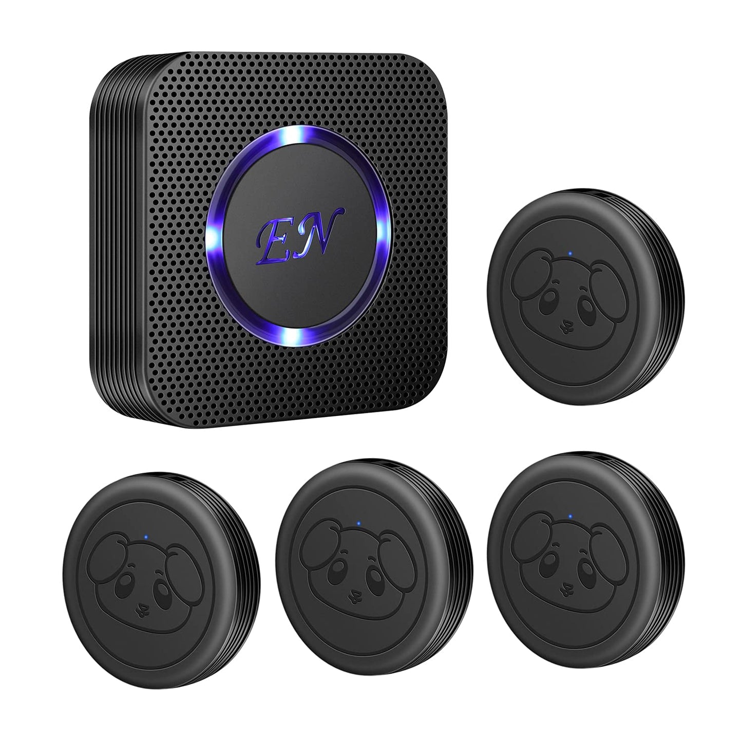 Dog Door Bell Doggie Doorbell for Potty Training with Wireless Waterproof Touch Button Transmitter and Receiver (1 Receiver + 4 Transmitter)