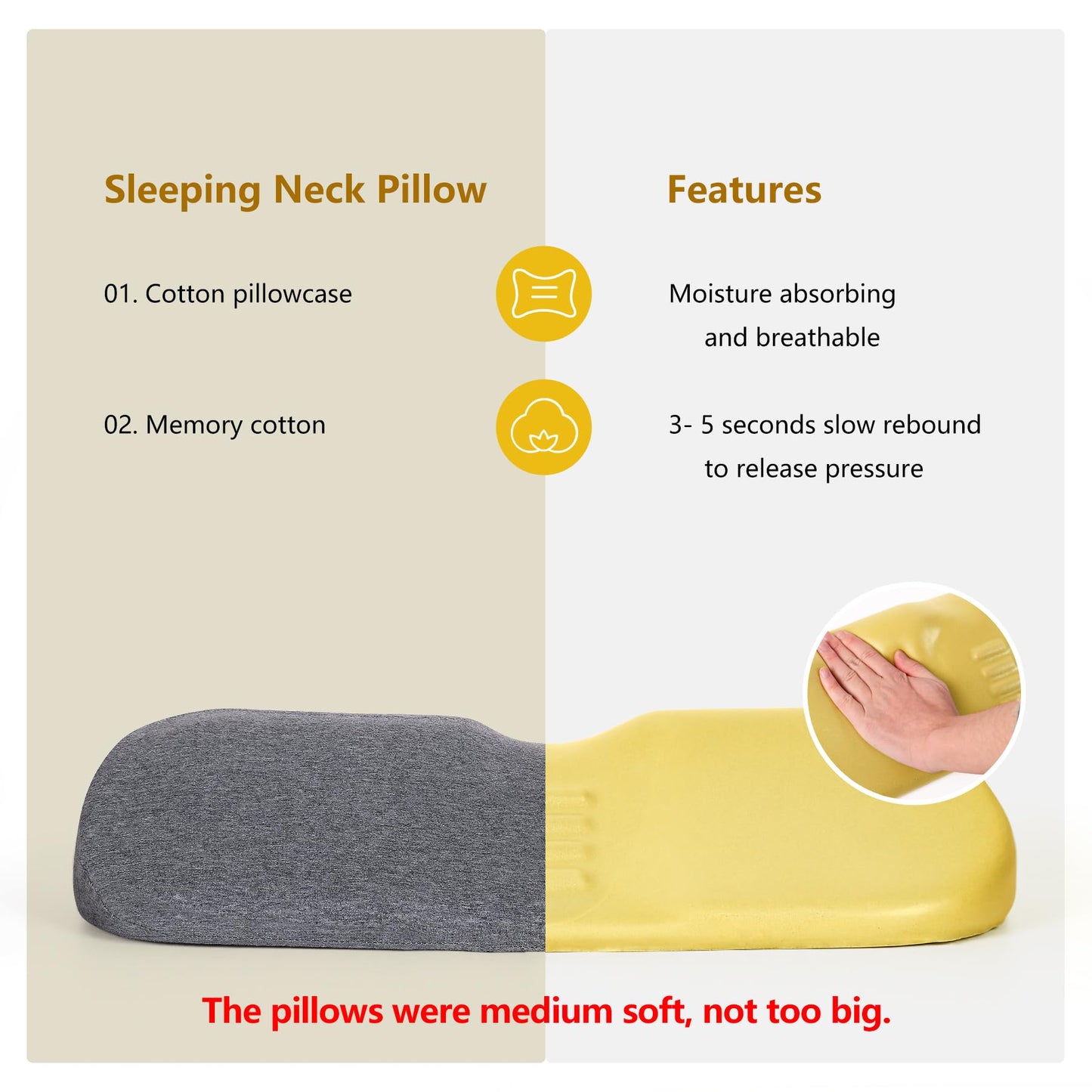 Cervical Neck Pillows for Pain Relief Sleeping, High-Density Memory Foam Neck Bolster Pillow for Stiff Pain Relief, Neck Support Pillow Neck Roll Pillow for Bed Pillow (Dark Gray)