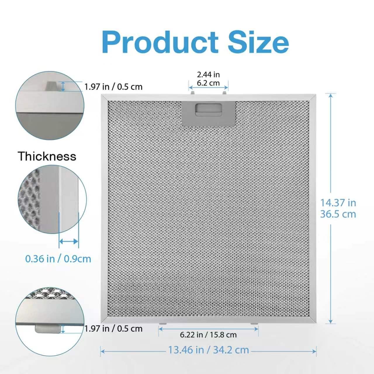 WA0575 Range Hood Filter 14-3/8" x 13-1/2" Compatible with Vissani 30-inch Pyramid or Wall Mount Range Hood, 5-Layer Aluminum Mesh Vent Filter (2 Pack)