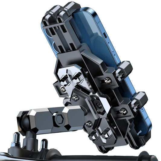 Cesicersi Motorcycle Phone Mount Holder - [Dual Dampener] [Anti Shake] Motorcycle Cell Phone Mounts,Adjustable Bike Phone Holder, Fit for iPhone Samsung LG Google All 4.7-7.2" Phones,Black