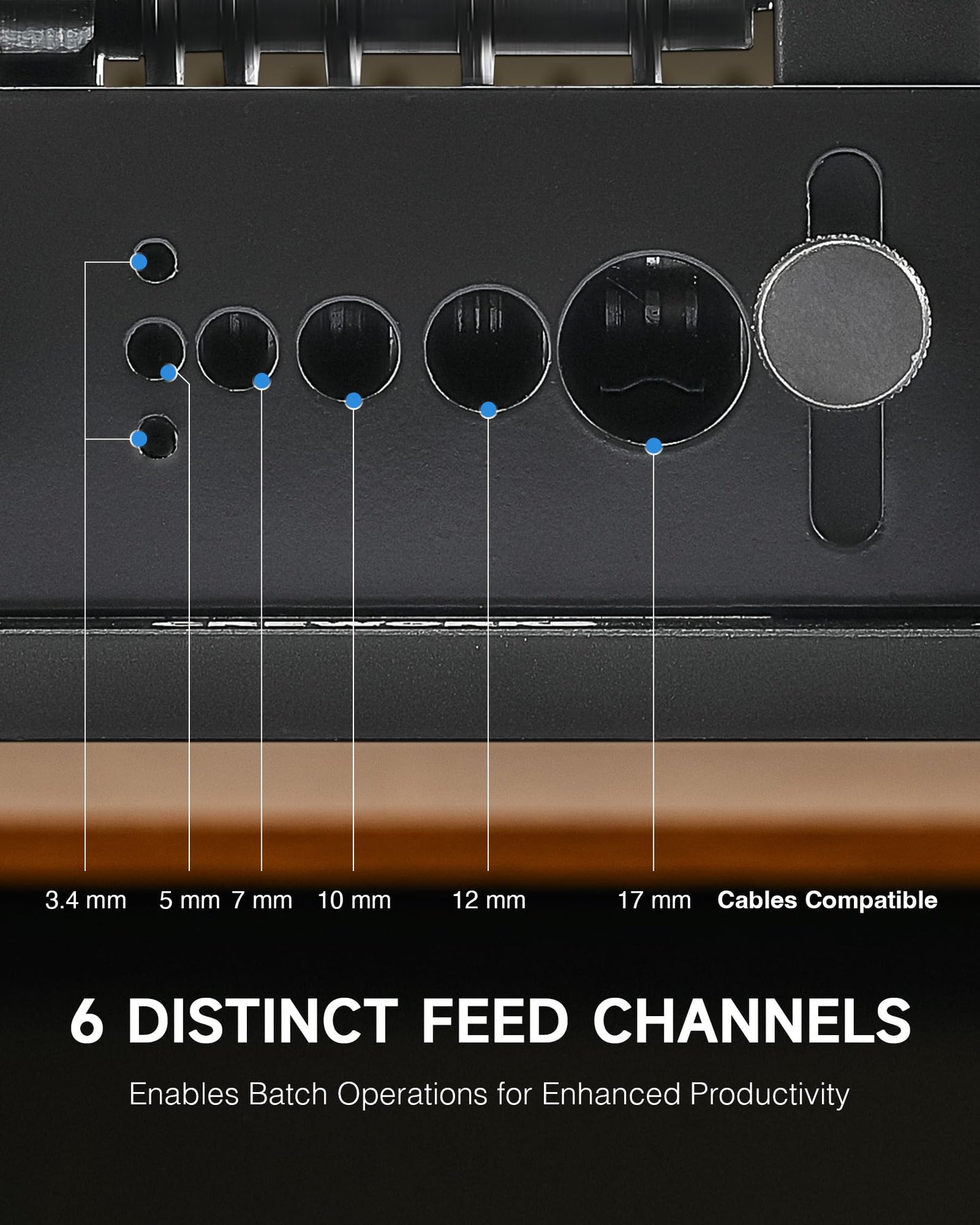 CREWORKS Manual Wire Stripping Machine, Drill Powered Wire Stripper Machine with 6 Channels 5 Blades, Portable Cable Stripper Tool with Hand Crank for 3.4 5 7 10 12 17 mm Scrap Copper Cables Recycling