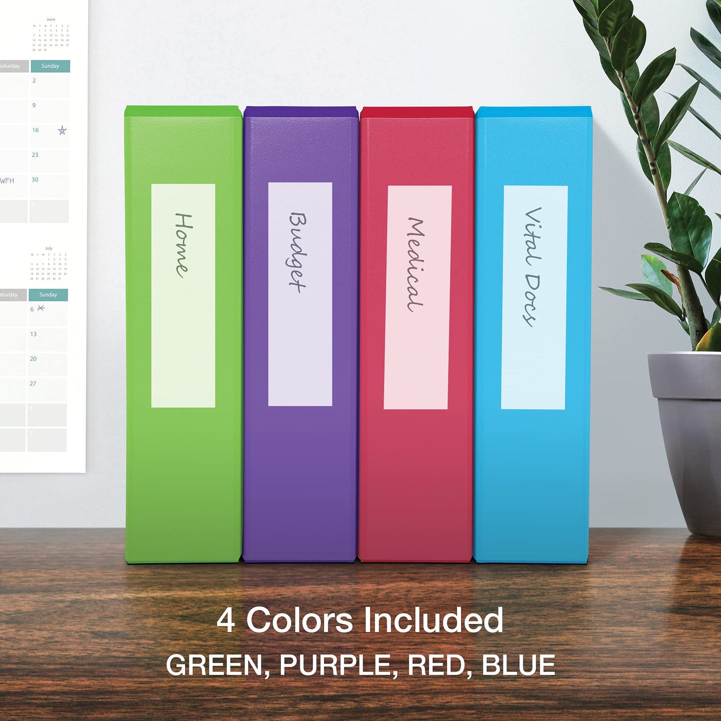 Oxford 3 Ring Binders, 2 Inch ONE-Touch Easy Open D Rings, View Binder Covers, Durable Hinge, Non-Stick, PVC-Free, Fashion Colors, 4 Pack (79913)