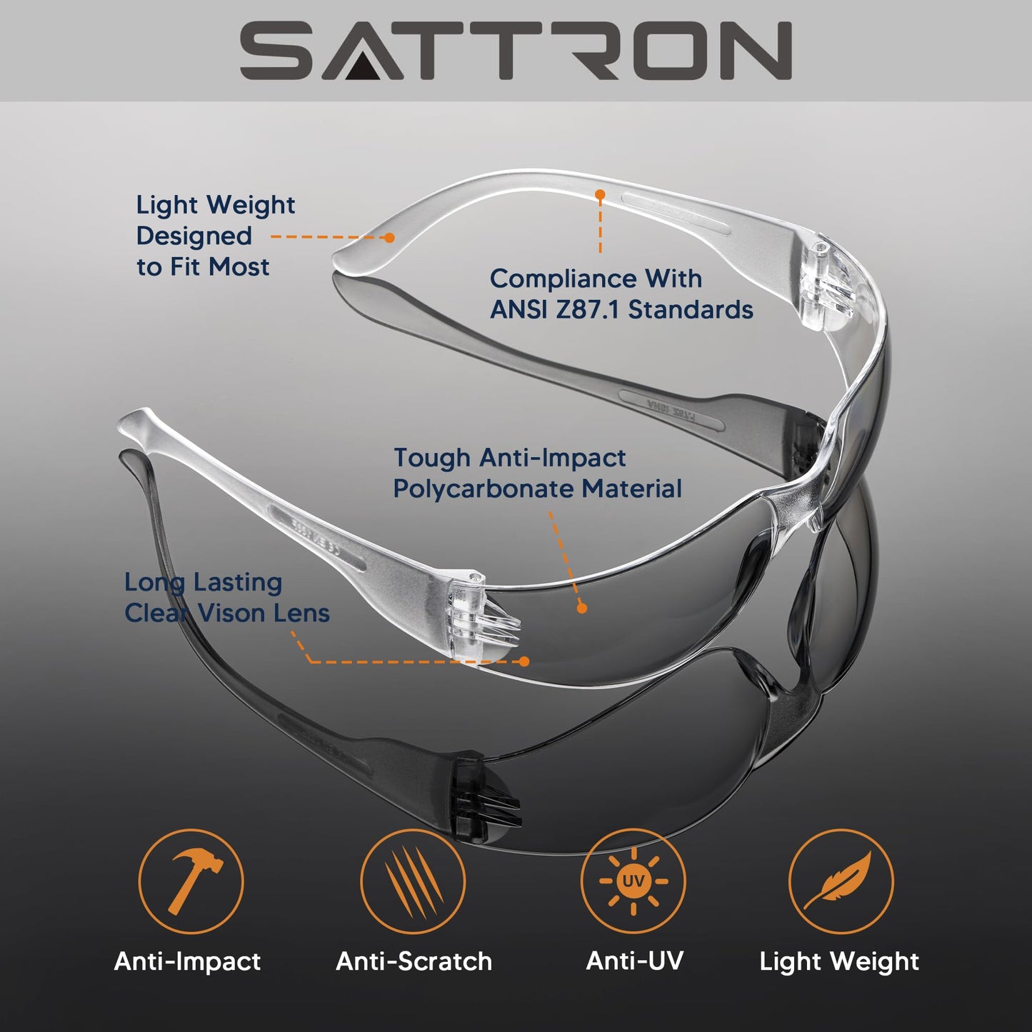 Clear Safety Glasses Bulk of 24, ANSI Z87.1 Eye Protection for Women Men, Scratch & Impact Resistant Protective Glasses, Ideal for Lab, Construction, Shooting