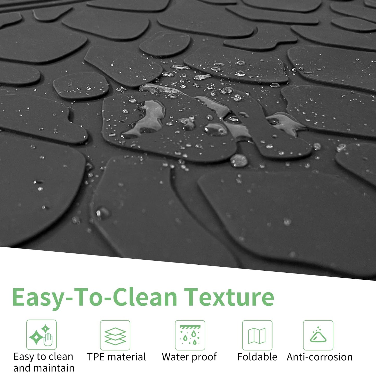 CATECASE All-Weather TPE Mat for Models - Compatible with Wonderfold Stroller Wagons, Protects from Sand, Dirt & Water (W2 - Black)