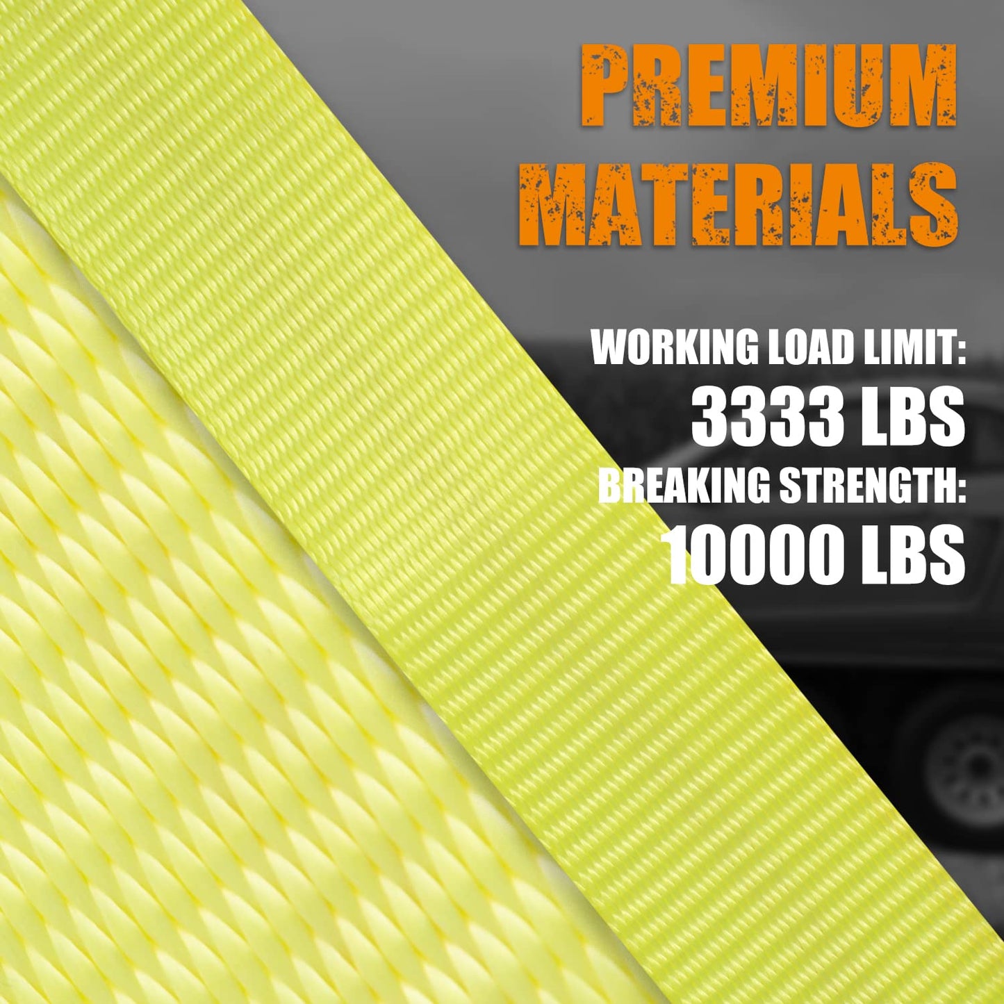Autofonder 4 Pack 2" x36'' Premium Axle Straps Tie Downs with D-Ring Adjustable Tire Wheel Tie Down with Protective Sleeve Classic Yellow