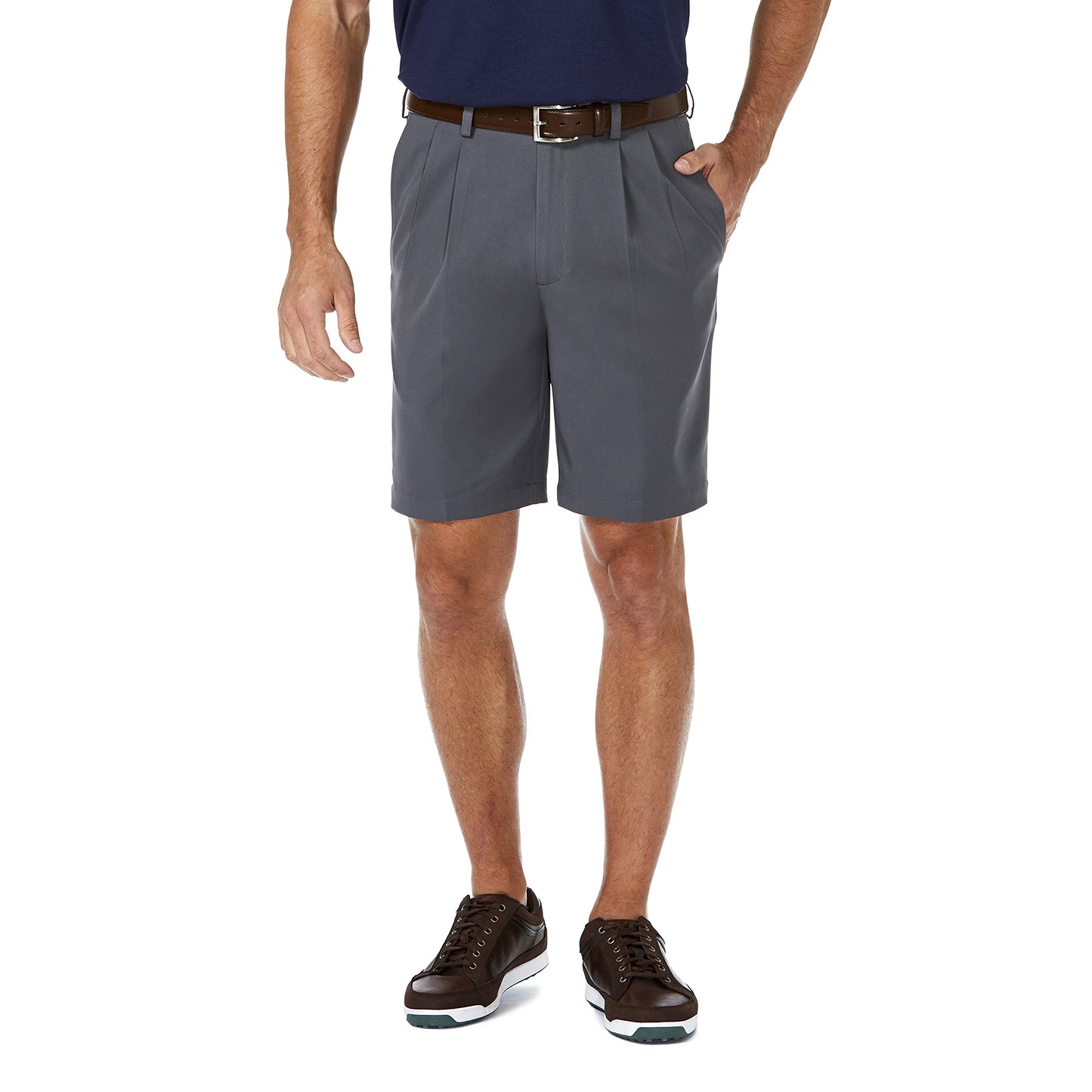 Haggar Men's Cool 18 Pro Short - Pleated, Grey, 36