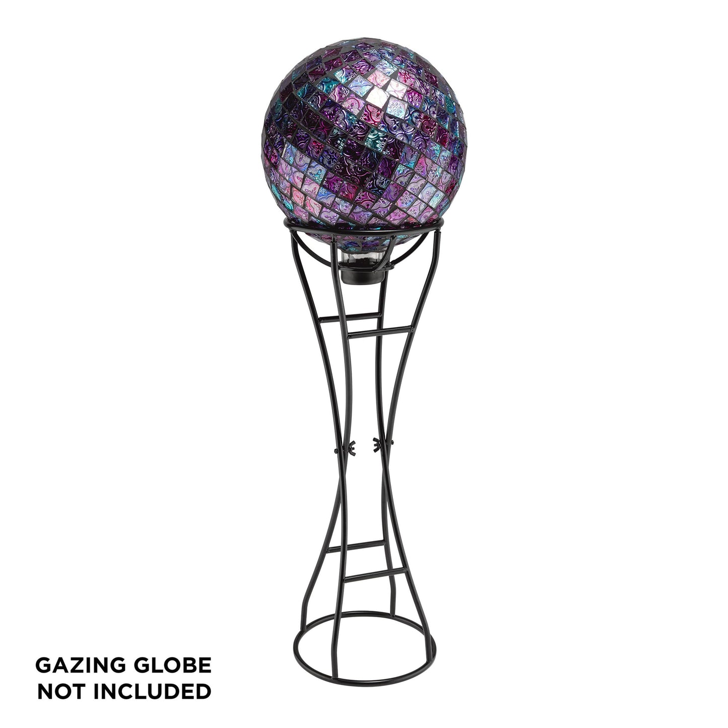 Alpine Corporation 24" Tall Indoor/Outdoor Metal Gazing Globe Display Stand, Black