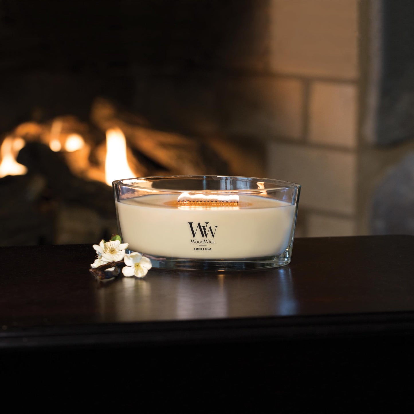 Woodwick Ellipse Scented Candle, Vanilla Bean, 16oz | Up to 50 Hours Burn Time