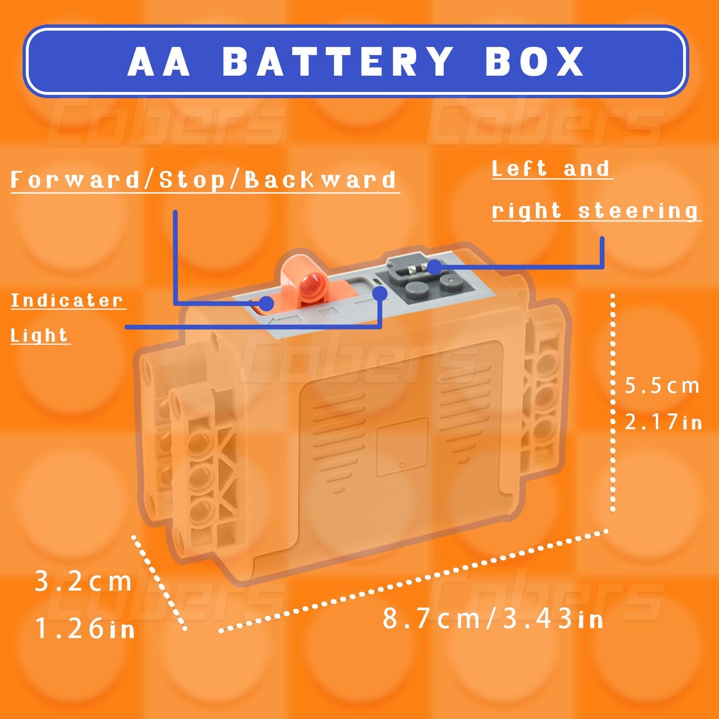 Cobers 9Pcs Power-Function Kits Set Compatible with Major Brand Technic-Parts Motor-Set IR Receiver Adjustable Speed Remote-Control AA Battery Box Switch Light Extension Wire