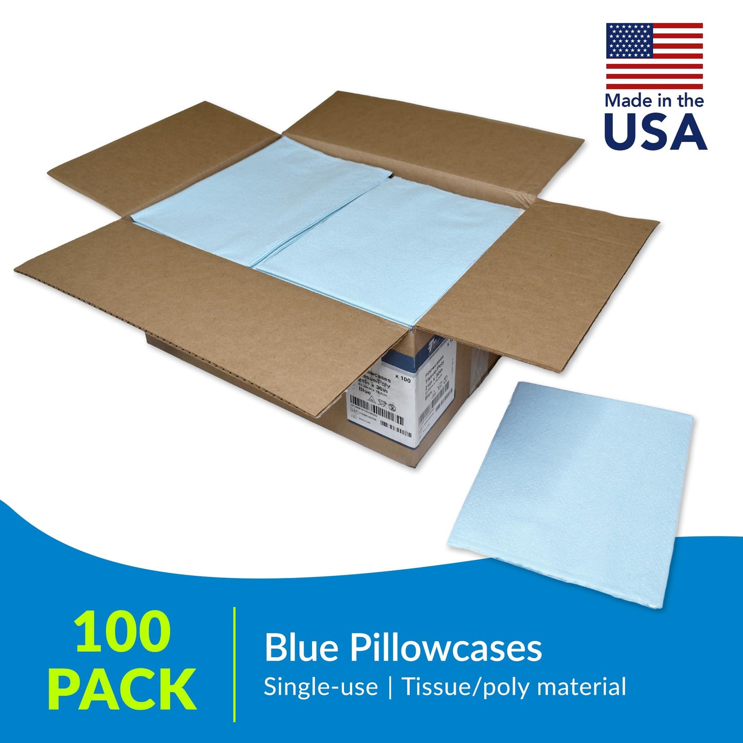 Avalon Papers 703 Pillowcase, Tissue/Poly, 21'' x 30'', Blue (Pack of 100)