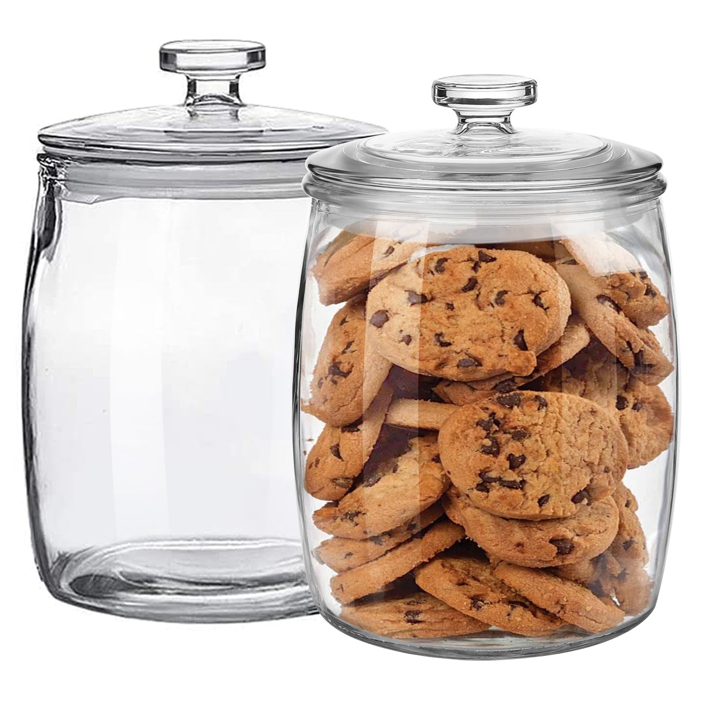 Ritayedet 64 OZ Cookie Jar, 2 Pack Glass Jars with Lids, Apothecary Jars for Laundry Room Organizers and Storage, Half gallon Wide Mouth Candy Container for Kitchen, Sugar, Flour, Rice, Cereal