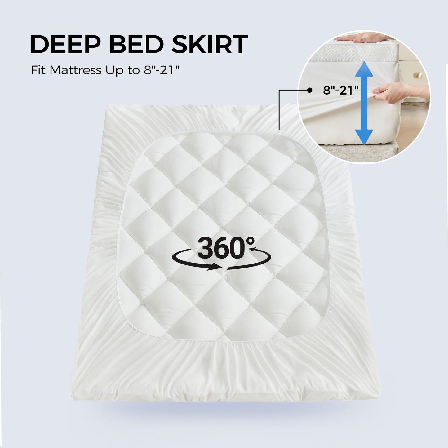 Puredown® 3 Inch Memory Foam Mattress Topper Twin Size, Fluffy Quilted Mattress Pad with Shredded Memory Foam & Polyester Fill, Breathable Soft Support for Back Pain Relief