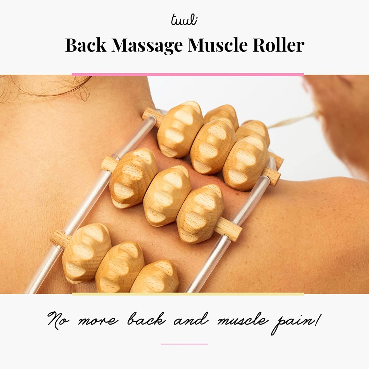 tuuli Anti Cellulite Massage Set Massager Back Massage Roller Back Massager Roller with Handle Maderotherapy Made of Wood