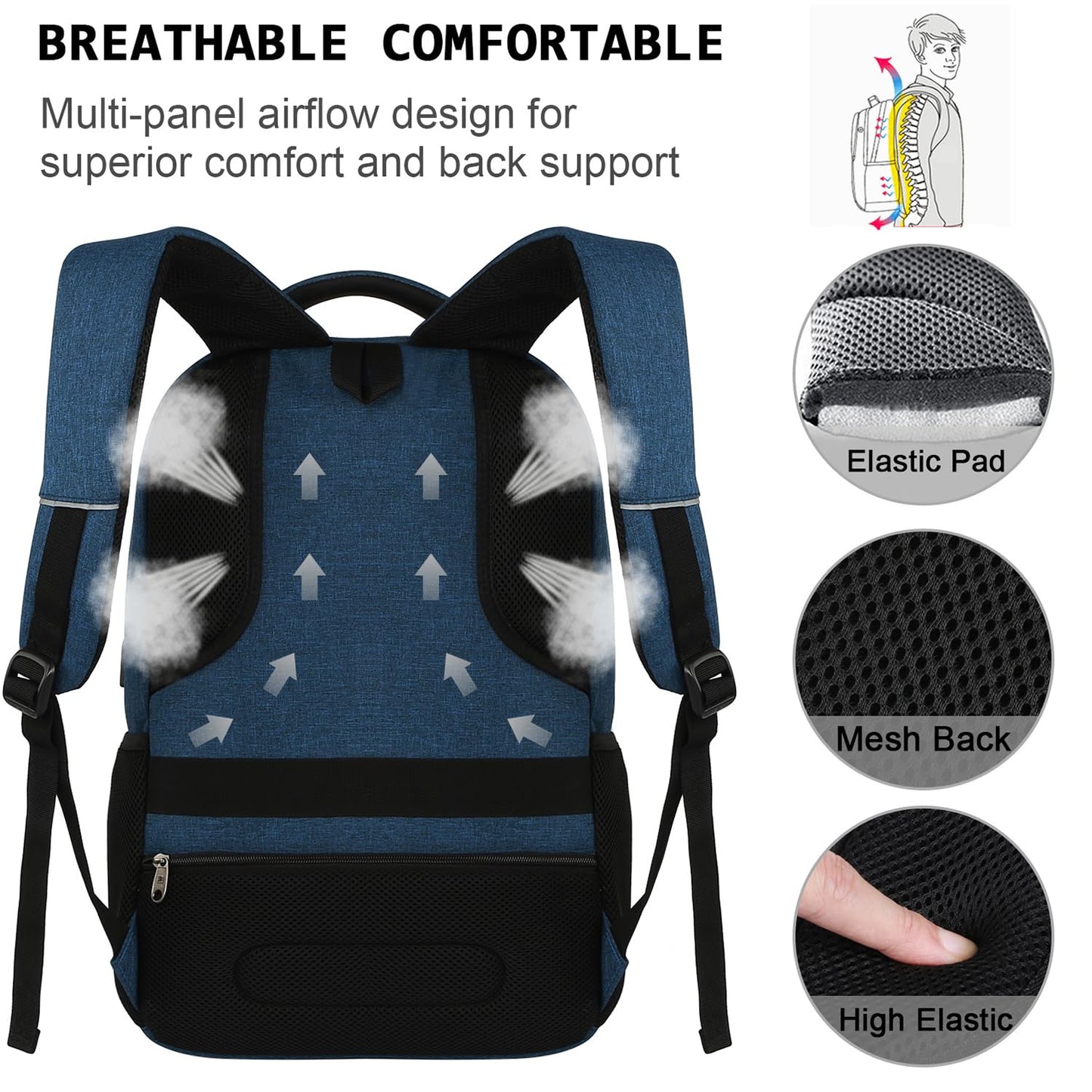 MIUSSE Expandable Travel Backpack for Men, 20in Airplane Approved Carry On Backpack (Dark Blue)