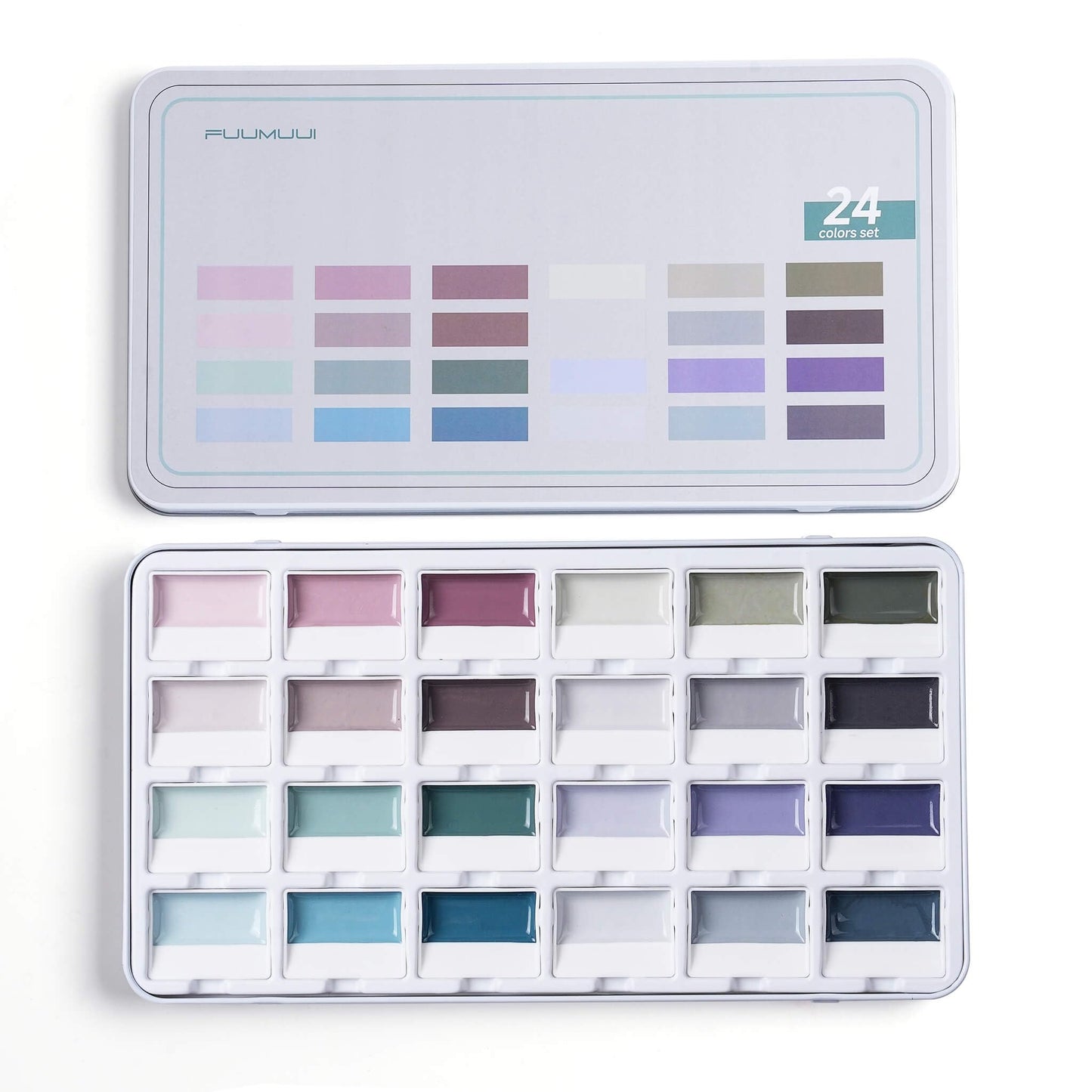 Fuumuui 24-Color Opaque Semi-Moist Solid Watercolor Paint Set Art Supplies for Artists Beginner Painters Amateur Hobbyists Painting