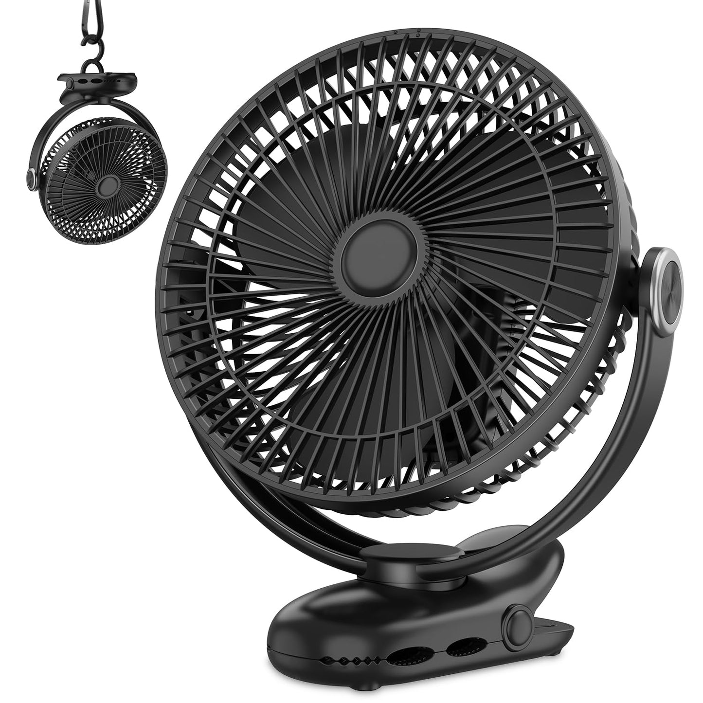 Nuerst 10000mAh 30hrs Rechargeable Fan Portable,8 Inch Battery Operated Clip on Fan, Quiet 4 Speeds, Sturdy Clamp for Golf Cart Desk Treadmill Camping Truck Outdoor Travel Home Office