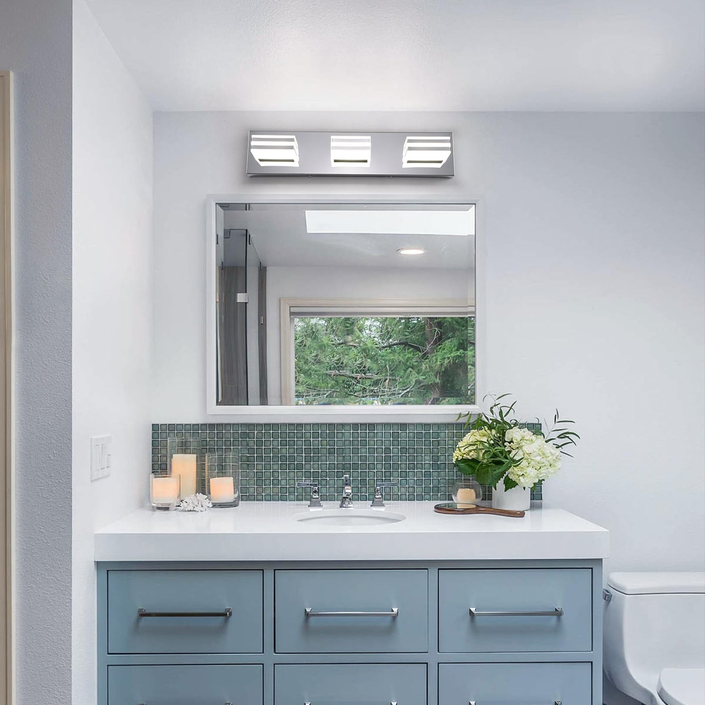 LED Vanity Lights 20in Bathroom Lights Fixtures Over Mirror 3 Light LED Lighting Fixture for Bathroom 18W Mirror Lighting Fixture Modern Bath Light Bar Chrome Bath Lamps 6000K Vanity Wall Scone