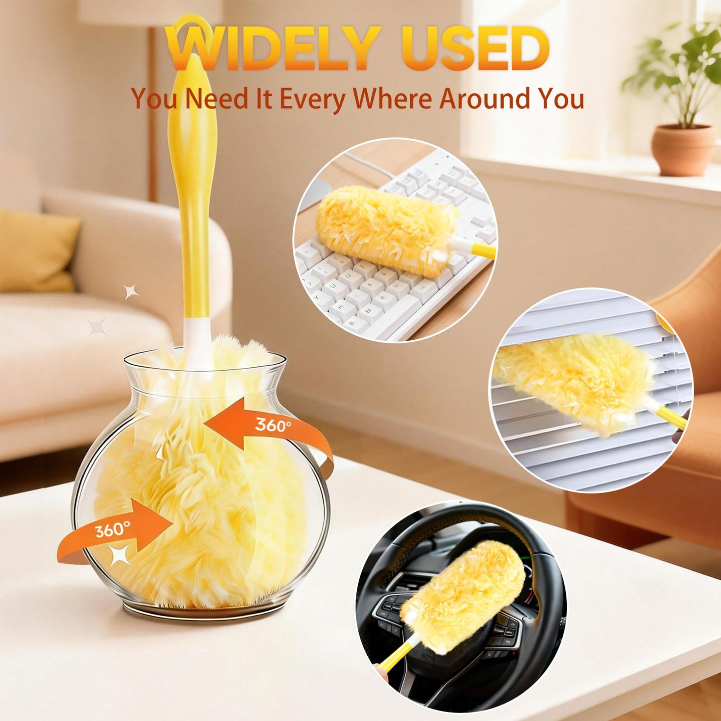 50 Count 360° Heavy Duty Duster Refills Compatible with Swiffer, Larger Size-Extra Thick Electrostatic Disposable dusters Refill for Electronics, Furniture, Blinds, Ceiling Fans, Unscented