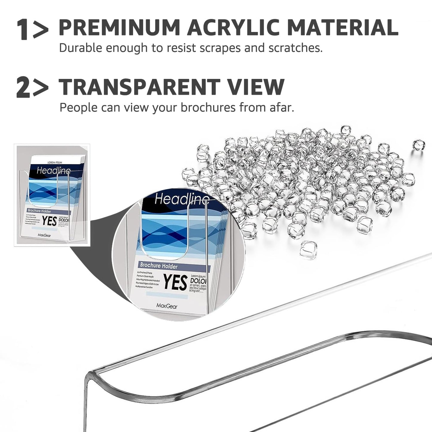 MaxGear Brochure Holder 6x9 Inch Acrylic Wall Mount Pamphlet & Flyer Holder, Clear Plastic Organizer for Handouts and Marketing Literature, 6 Pack