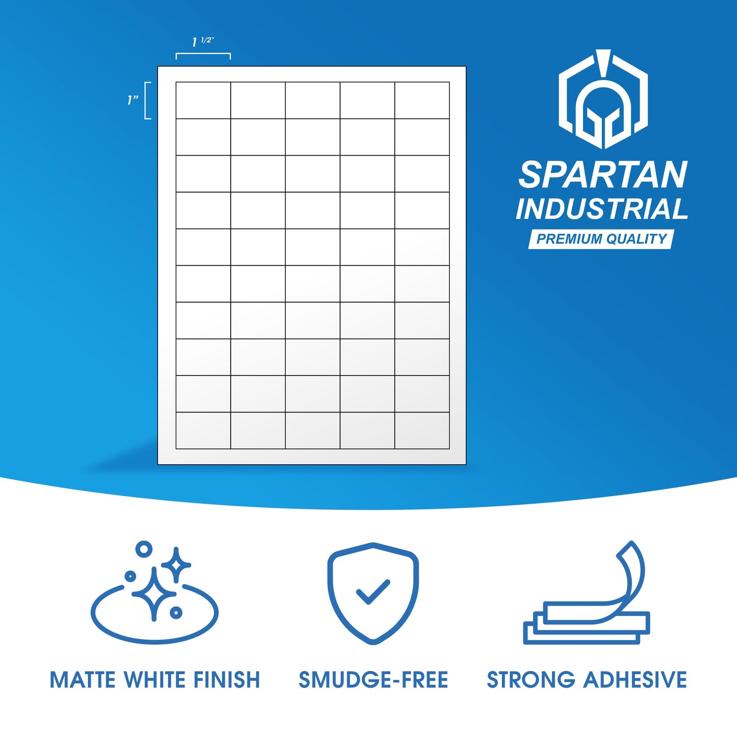 1 1/2" X 1" Printable Labels Compatible with Inkjet and Laser Printers - 500 Sheets, 25000 Total Paper Stickers for Return Addresses, UPC and EAN Barcodes - Spartan Industrial Template R004