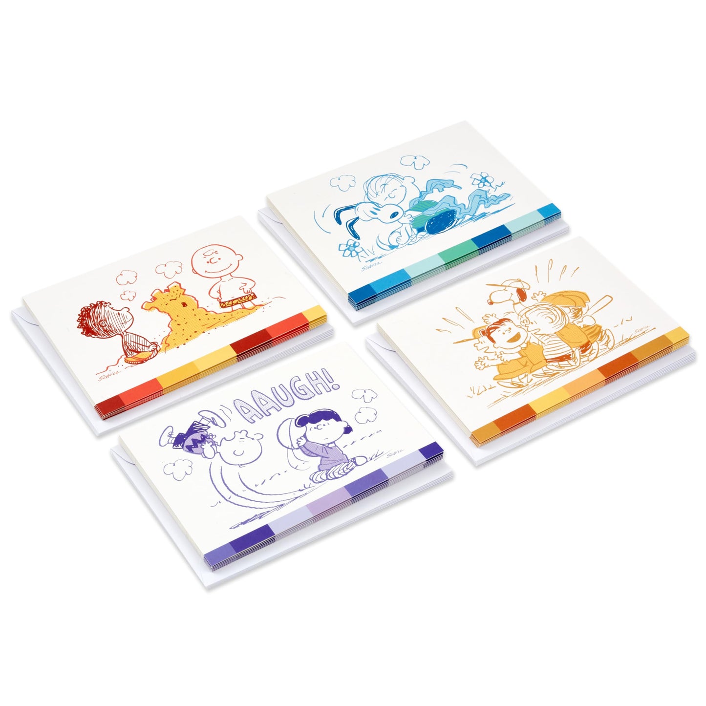 Hallmark Peanuts 75th Anniversary Note Card Assortment (24 Cards with Envelopes) Charlie Brown, Snoopy, Lucy and More