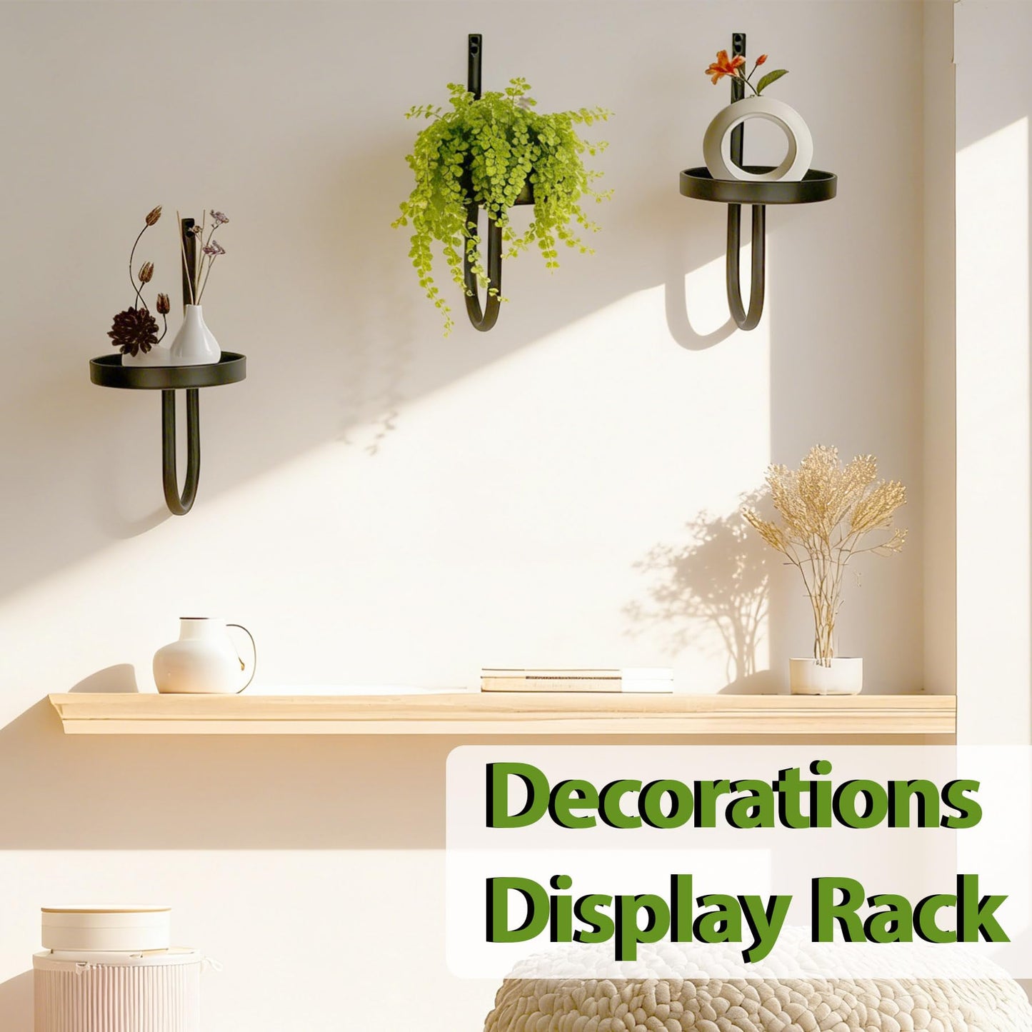 Vitalsvn Wall Plant Holder 3 Pack J-shape Wall-Mounted Plant Stand Metal for Indoor Outdoor Single Planter Holder for Window Plant