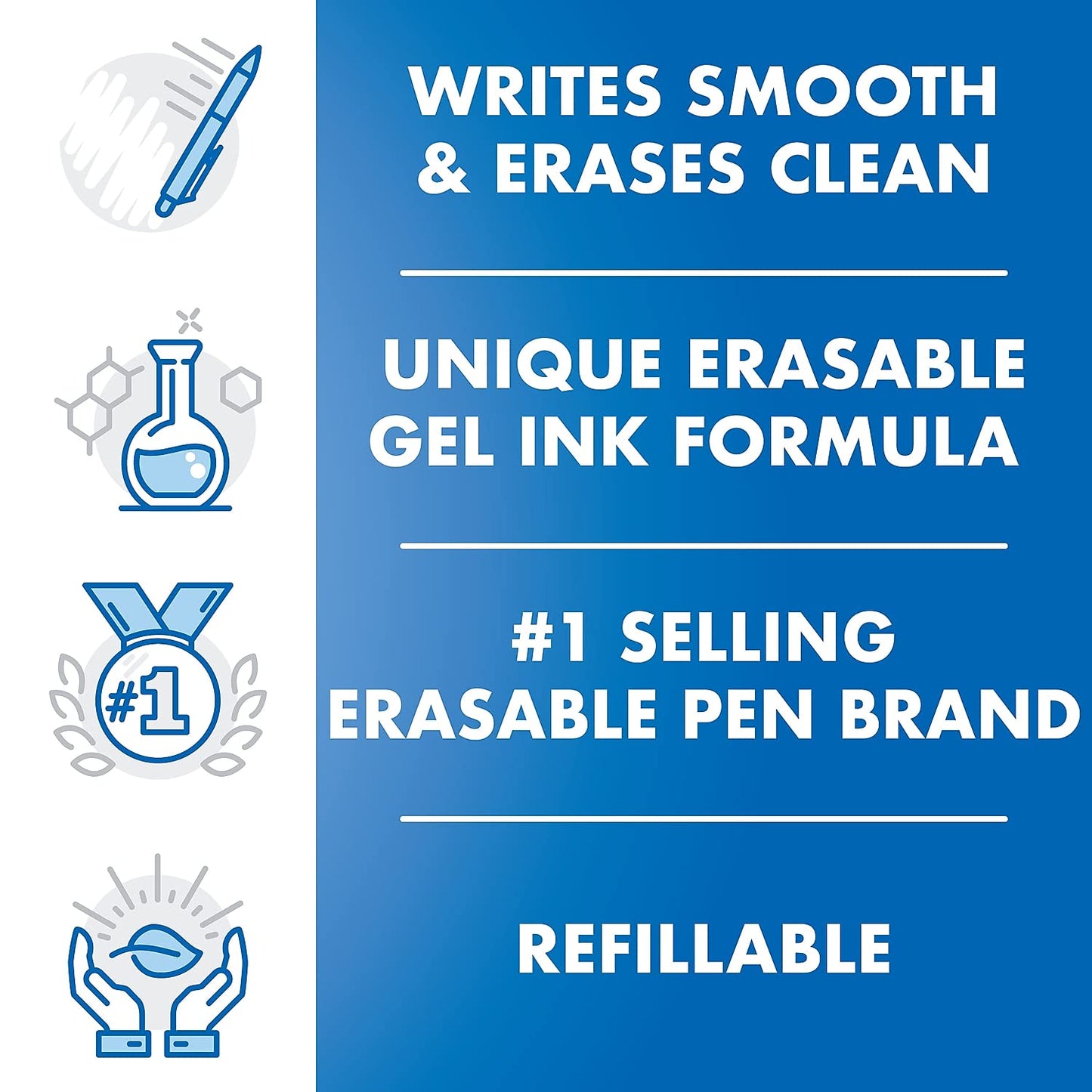 Pilot FriXion Clicker Retractable Erasable Gel Pens, Fine Point, Blue Ink, Dozen Box -31451