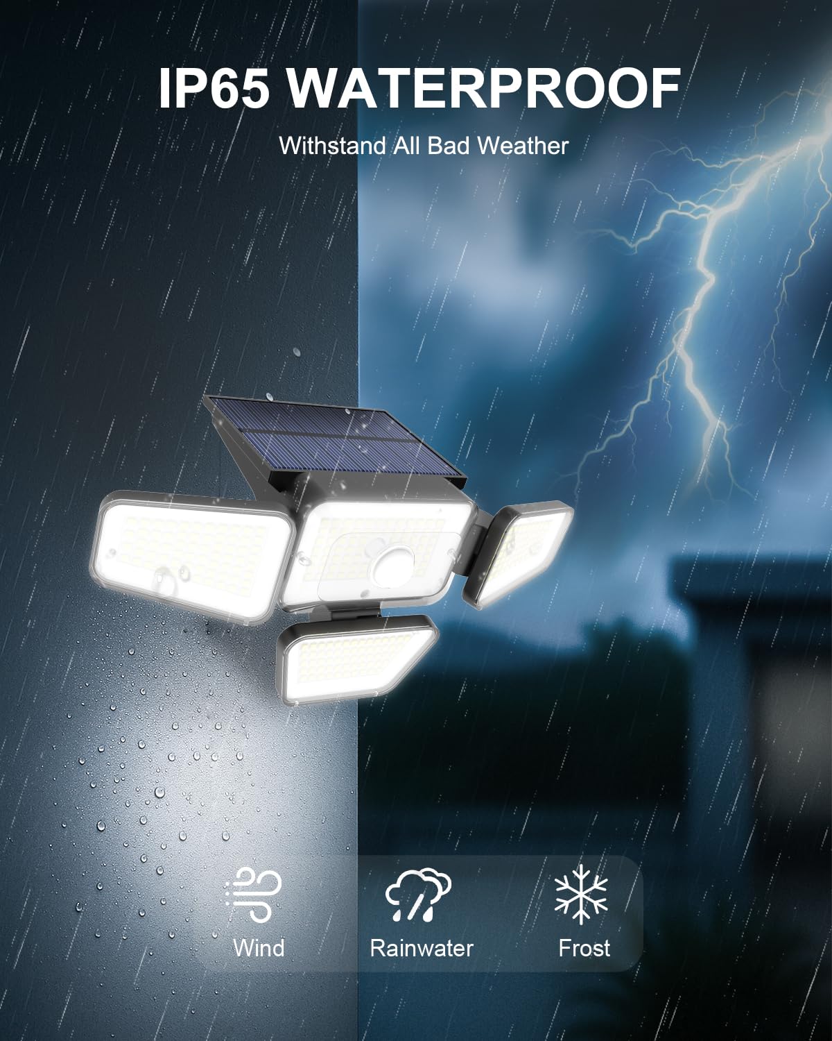 Solar Motion Sensor Light Outdoor, 270LED 4Modes 2000LM Solar Flood Lights Outdoor with Remote Control and Upgraded Panel, Adjustable 4Head Security Light for Yard, Garage 2Pack