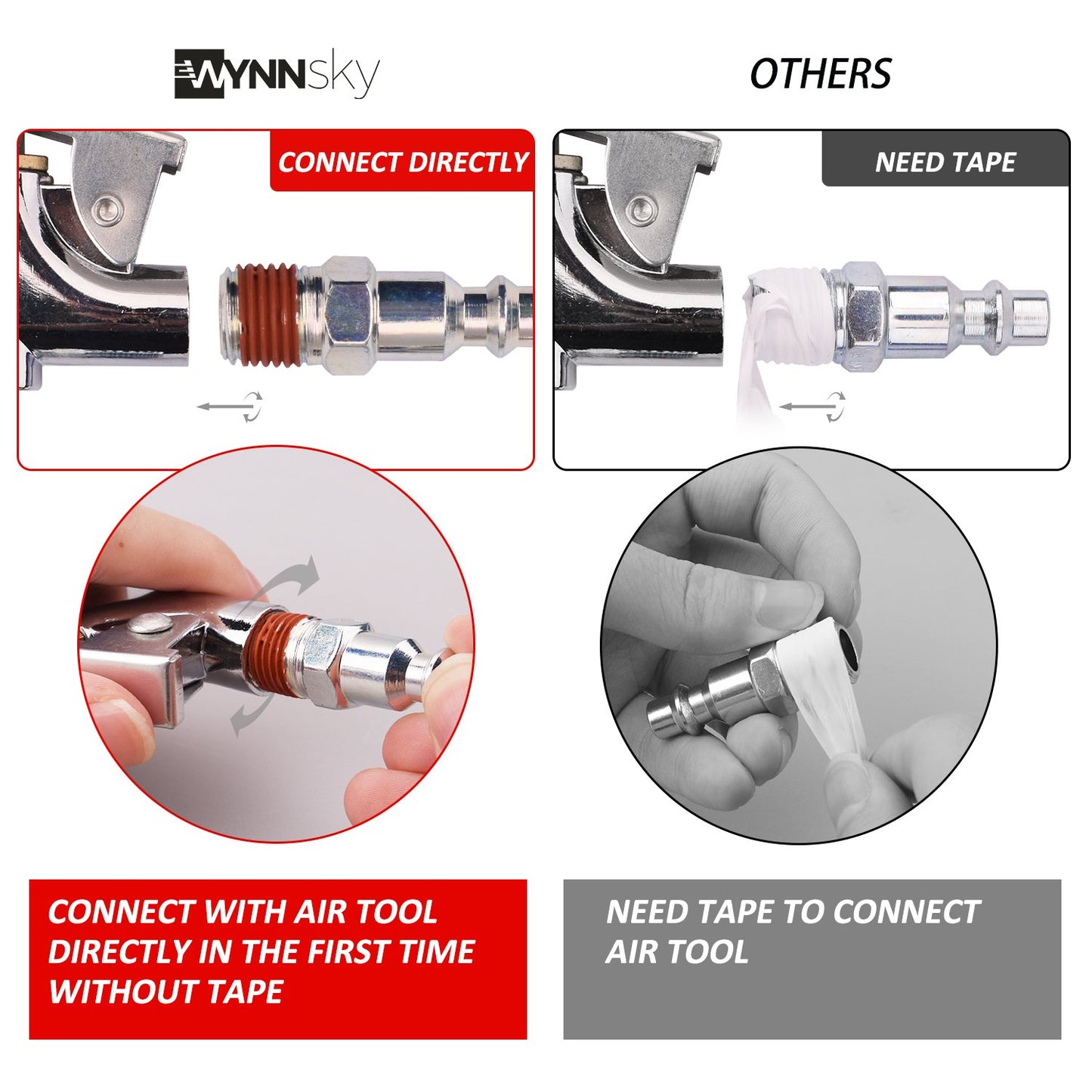 WYNNsky 1/4" NPT Air Accessory Kit - 20 Piece, Air Compressor Hose Toolkit with Coil PU Hose/Blow Gun/Tire Gauge/Storage Case