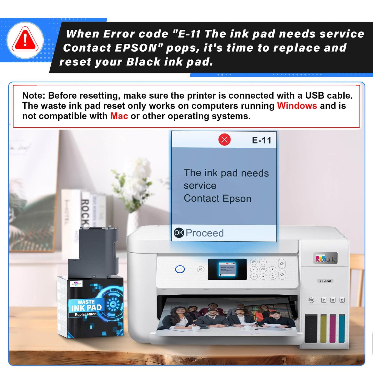 SUBLIMAKER Waste Ink Pad Replacement with Reset Software for Ecotank ET-2850 ET-2760 ET-2750 ET-2700 ET2850 ET2760 ET2750 ET2700 2850 Printer, Maintenance Box with Reset Software