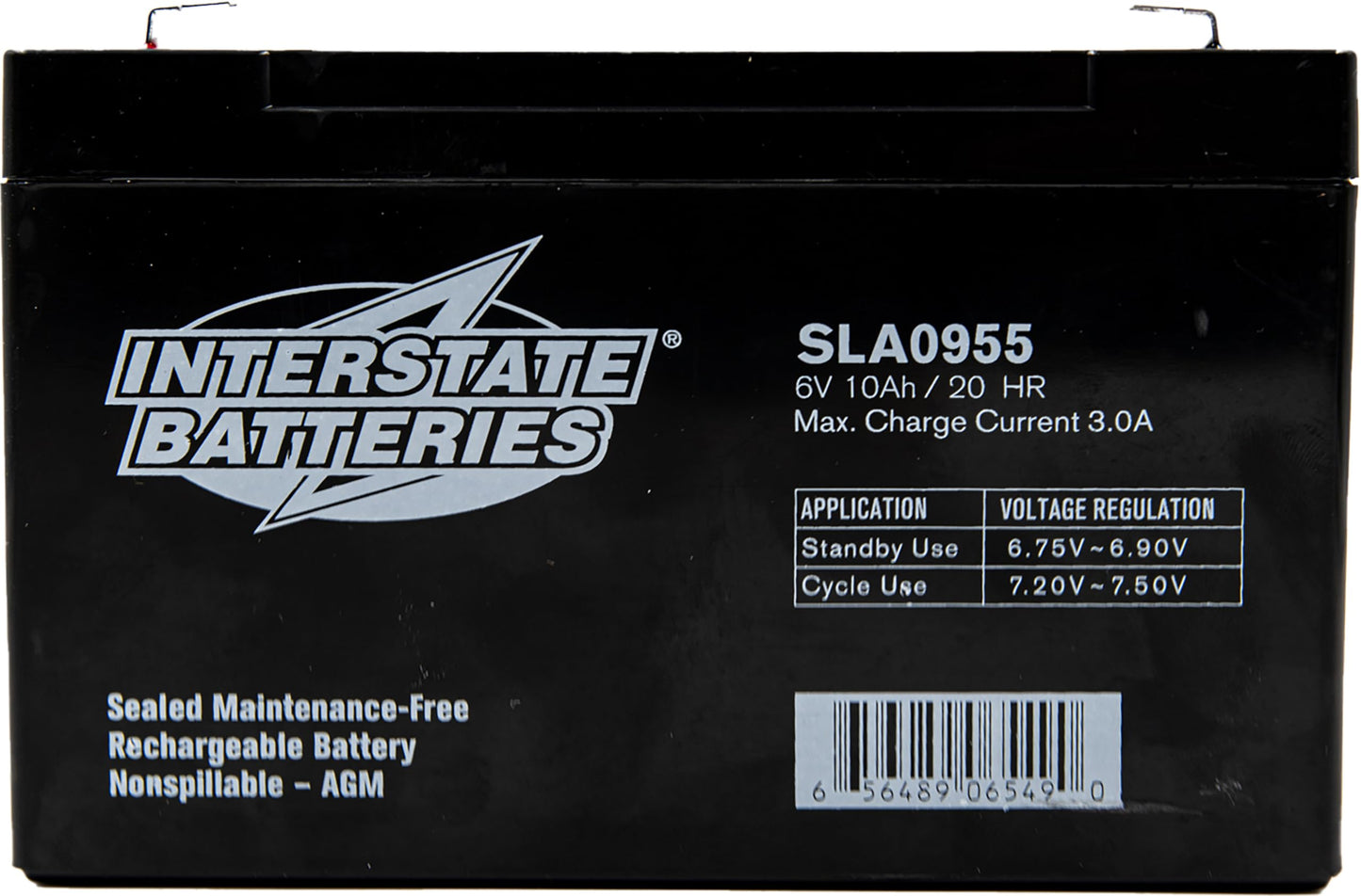 Interstate Batteries 6V 10AH SLA/AGM battery - .187 Faston spade terminal (SLA0955)