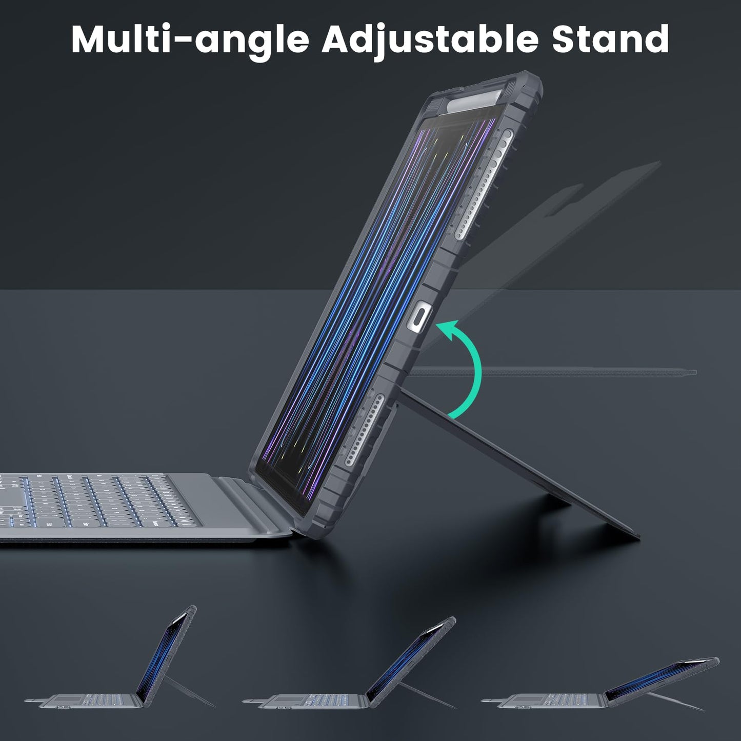 Nillkin Keyboard Case for iPad Pro 11(1st/2nd/3rd/4th Gen), iPad Air 5th&4th, iPad Air 11 inch Case with Keyboard(M3/M2), Magic Trackpad, Detachable Keyboard with 7 Backlight Colors, Gray